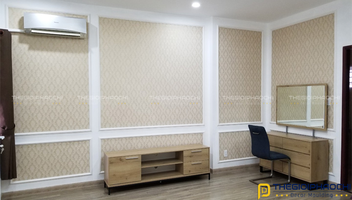 chỉ tường nhựa ps trắng trơn 4cm